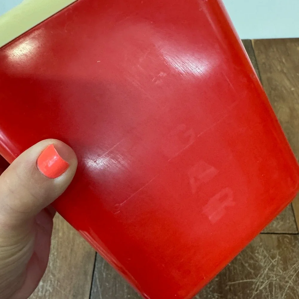 Vintage Retro Plastic Red White Cream SUGAR Canister‎